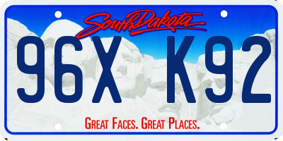 SD license plate 96XK92