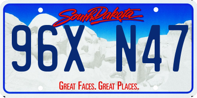 SD license plate 96XN47