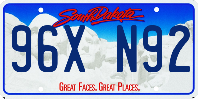 SD license plate 96XN92