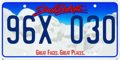 SD license plate 96XO30