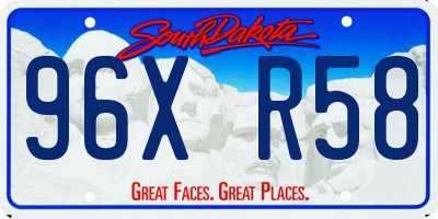 SD license plate 96XR58