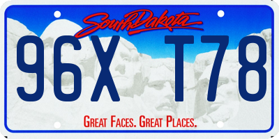 SD license plate 96XT78