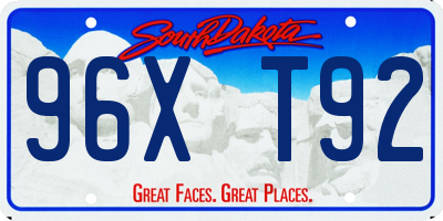 SD license plate 96XT92