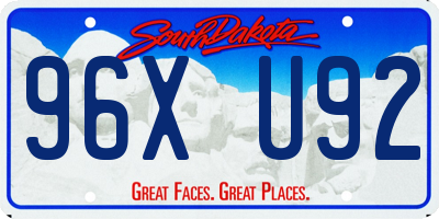 SD license plate 96XU92