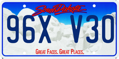 SD license plate 96XV30