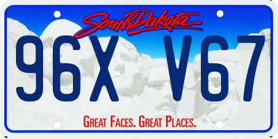 SD license plate 96XV67