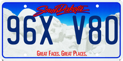 SD license plate 96XV80