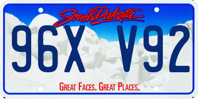 SD license plate 96XV92