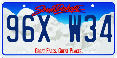 SD license plate 96XW34