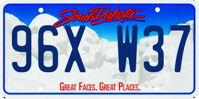 SD license plate 96XW37