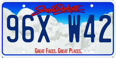 SD license plate 96XW42
