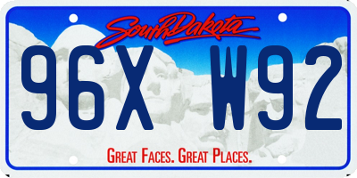 SD license plate 96XW92