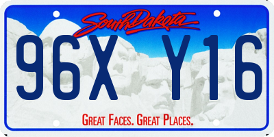 SD license plate 96XY16