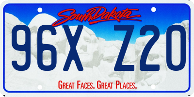 SD license plate 96XZ20