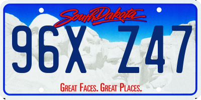 SD license plate 96XZ47