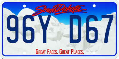 SD license plate 96YD67