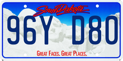 SD license plate 96YD80