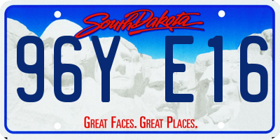SD license plate 96YE16