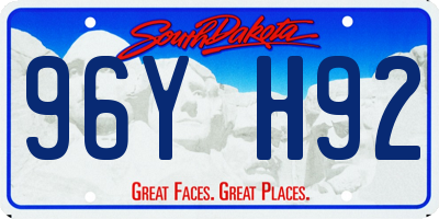 SD license plate 96YH92