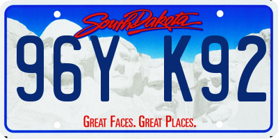 SD license plate 96YK92