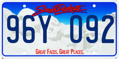 SD license plate 96YO92