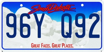 SD license plate 96YQ92