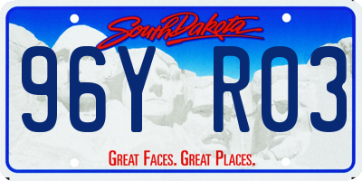 SD license plate 96YR03