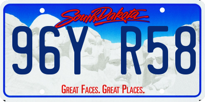 SD license plate 96YR58