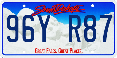 SD license plate 96YR87