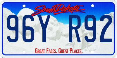 SD license plate 96YR92