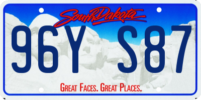 SD license plate 96YS87