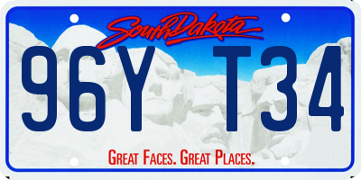 SD license plate 96YT34