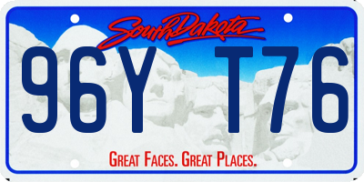 SD license plate 96YT76