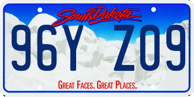 SD license plate 96YZ09