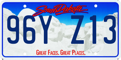 SD license plate 96YZ13