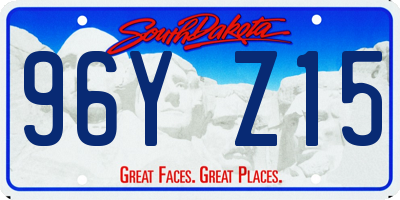 SD license plate 96YZ15