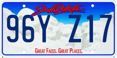 SD license plate 96YZ17
