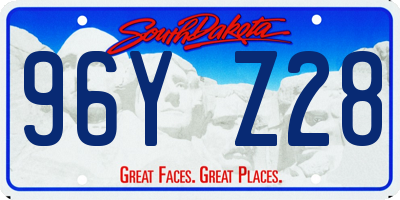 SD license plate 96YZ28