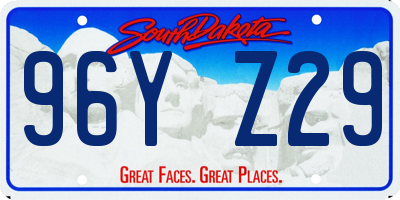 SD license plate 96YZ29