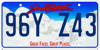 SD license plate 96YZ43