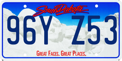 SD license plate 96YZ53