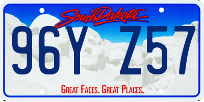 SD license plate 96YZ57