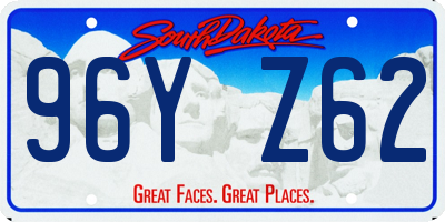 SD license plate 96YZ62