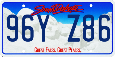 SD license plate 96YZ86