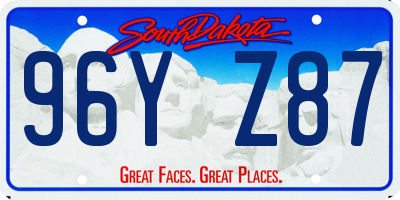 SD license plate 96YZ87