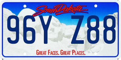SD license plate 96YZ88