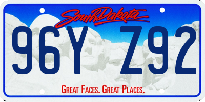 SD license plate 96YZ92
