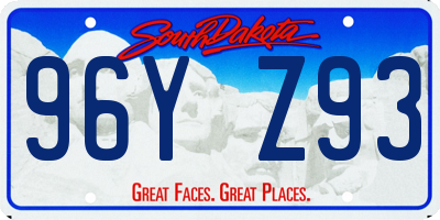 SD license plate 96YZ93