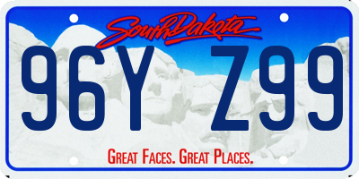 SD license plate 96YZ99