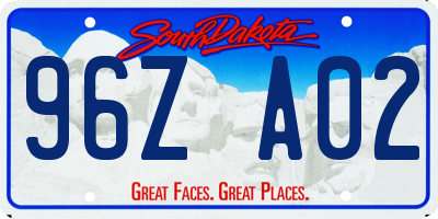 SD license plate 96ZA02
